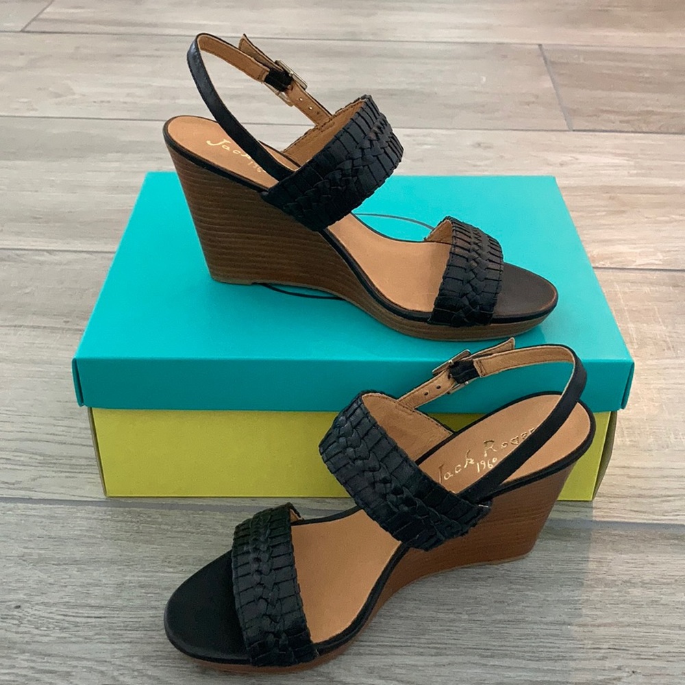 LAST DAY🔥NEW Jack Rogers Tinsley Black Wedge Sandal
